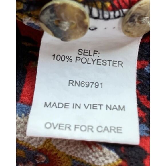 Anthropologie Fig and Flower Women's 1X Aztec Floral Print Button Top 3/4 Sleeve - Picture 10 of 11